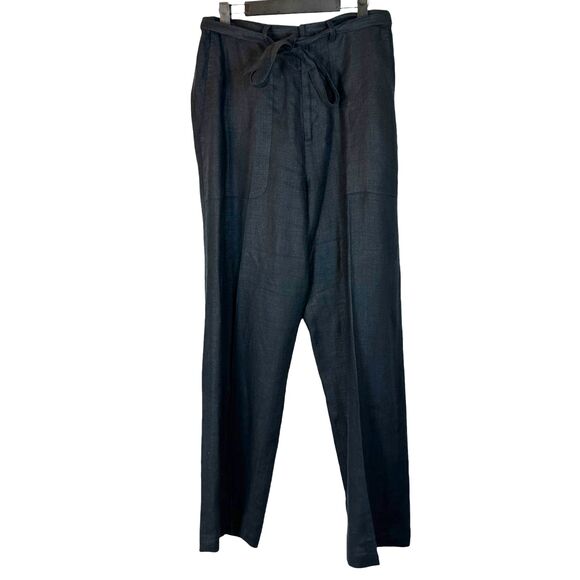 Banana Republic Black Linen Wide Leg Structured Pants Women's Size 12 - Picture 1 of 5